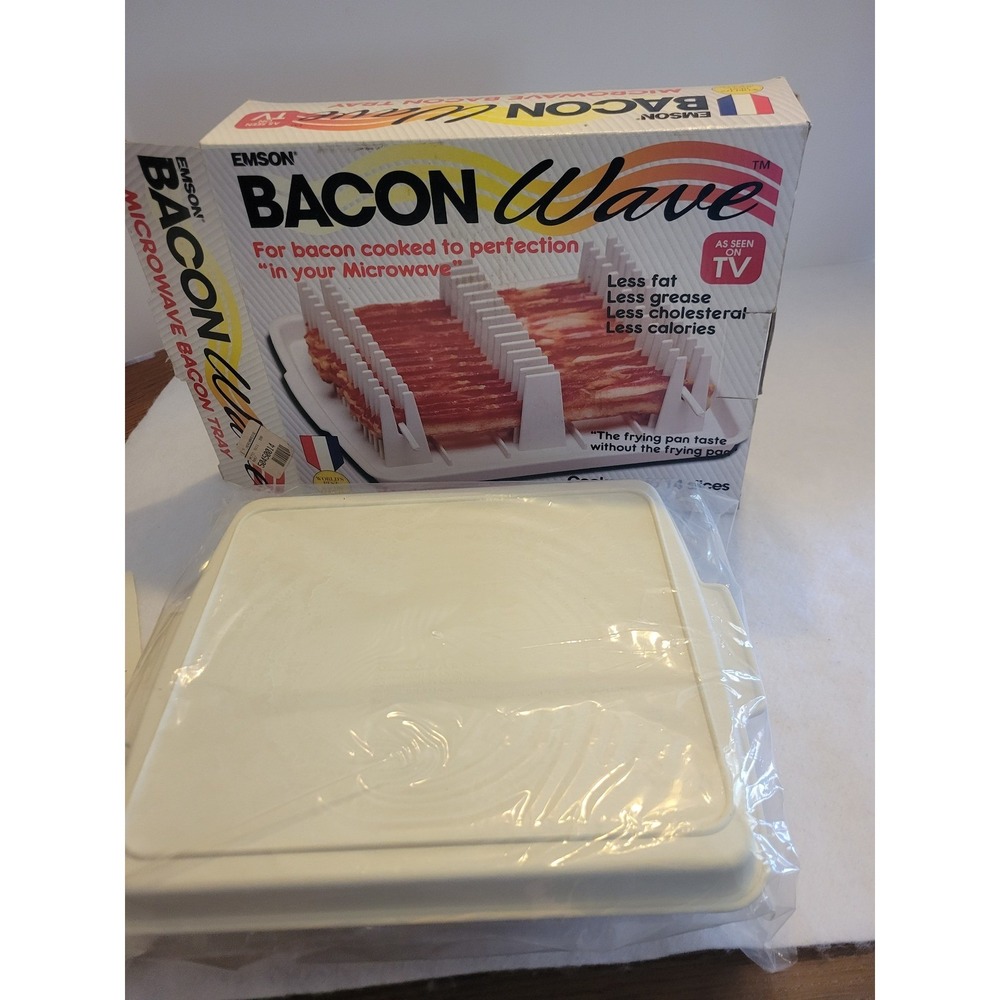 Emson Bacon Wave Microwave Bacon Tray Cooker Vtg 90s As Seen On TV 5057 White
